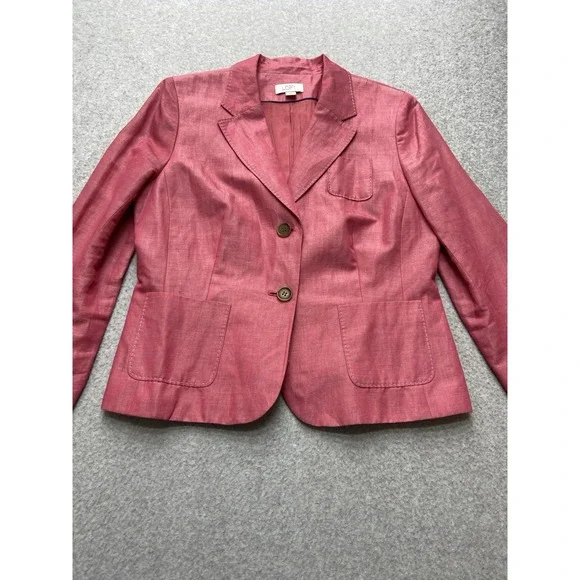 Loft Womens Blazer Jacket Medium Pink Linen Blend Business Casual Vintage Look - Picture 6 of 11
